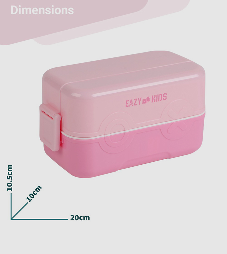 Eazy Kids Square Bento Lunch Box - Flamingo Pink