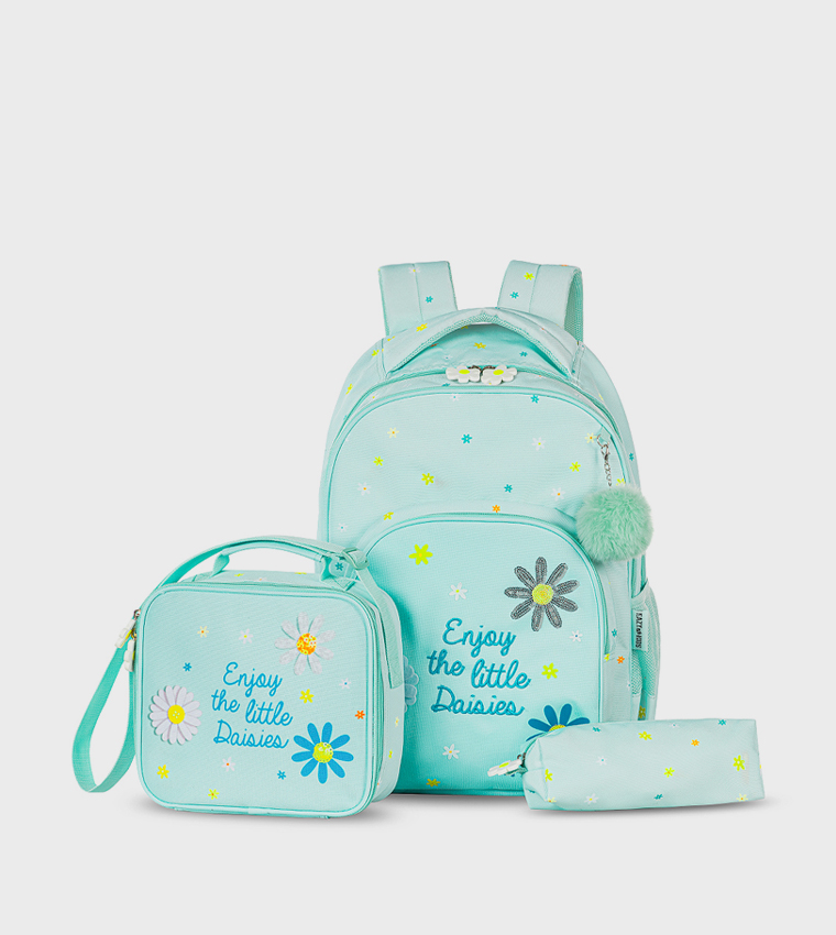 3-Piece 17" School Bag with Lunch Bag and Pencil Pouch - Little Daisy