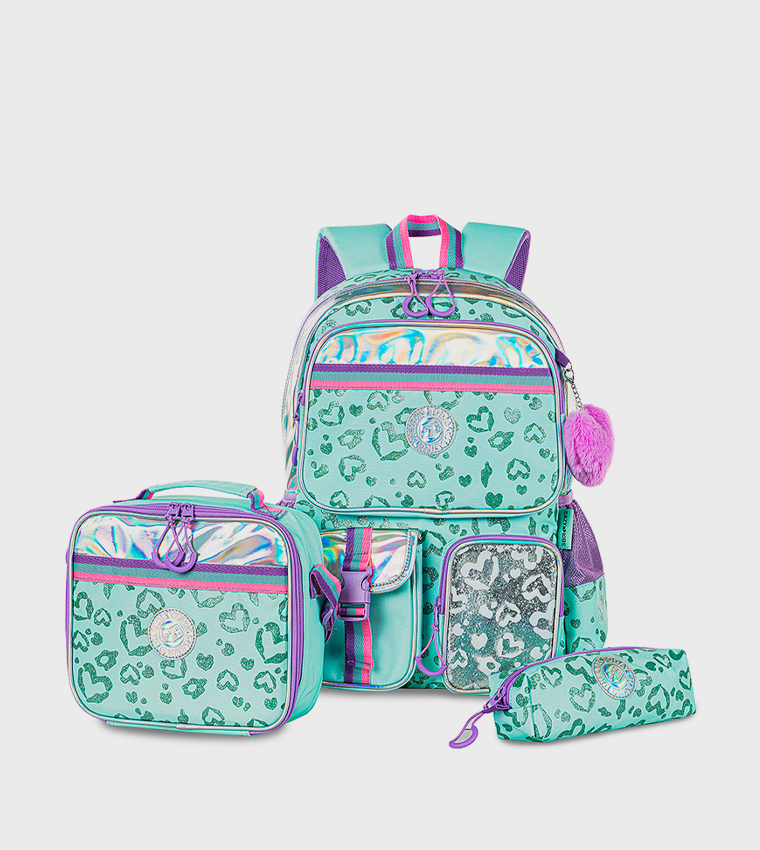 3-Piece 17" School Bag with Lunch Bag and Pencil Pouch - Love