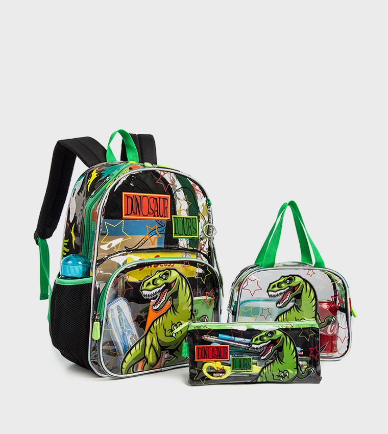 3-Piece Dinosaur Themed 17" School Bag Set