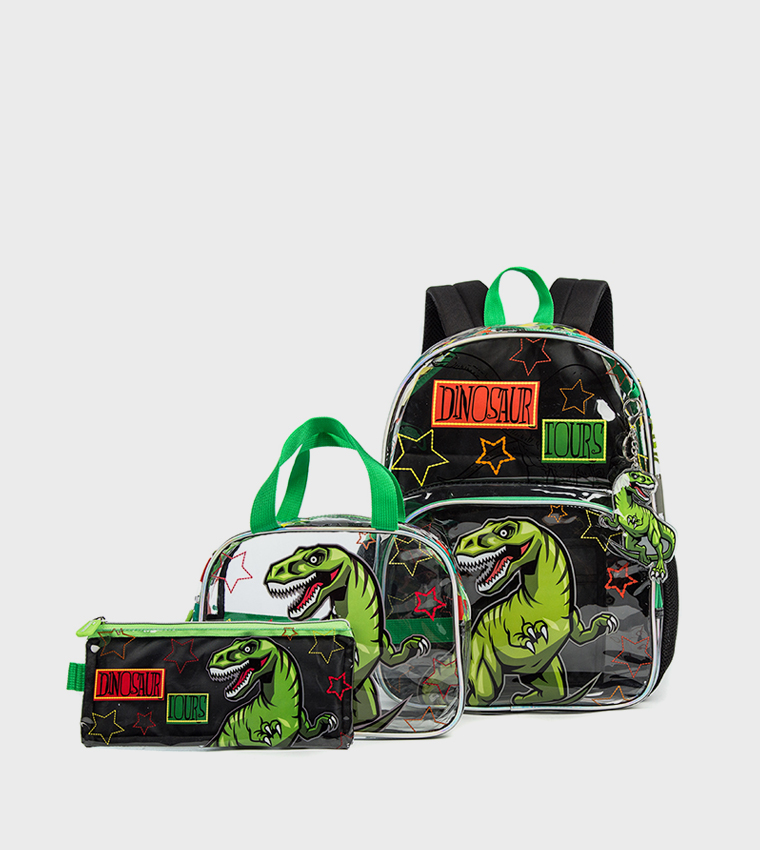 3-Piece Dinosaur Themed 17" School Bag Set
