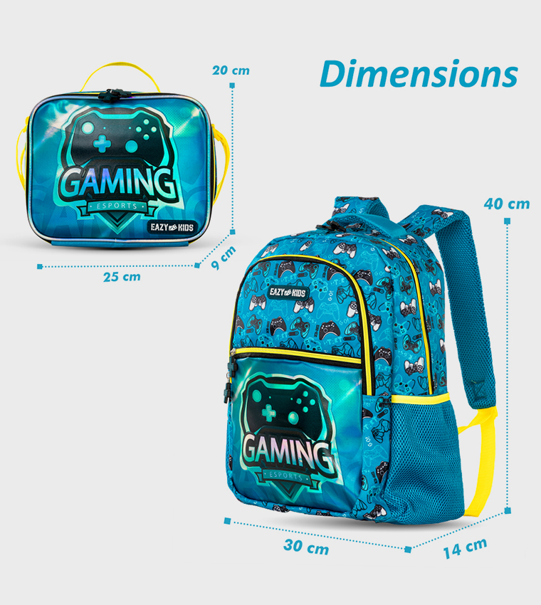 3-Piece 16" Backpack Set with Lunch Bag and Pencil Case - Gaming