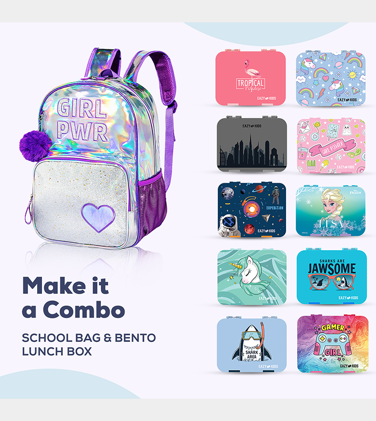 Girl Power Printed Set of 3School Bag, Lunch Bag and Pencil Case, 18 Inch