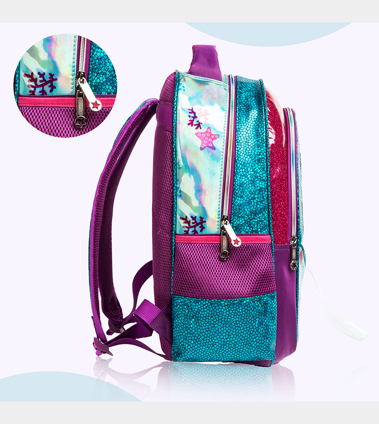 Mermaid Sea Printed Set of 3School Bag, Lunch Bag and Pencil Case, 17 Inch