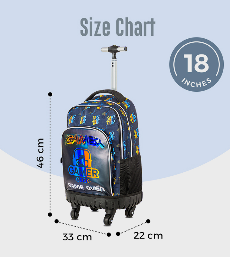 18" 4-Wheel Trolley School Bag Set with Lunch Bag and Pencil Case - Gamer Edition