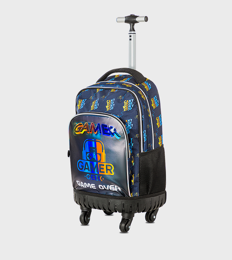18" 4-Wheel Trolley School Bag Set with Lunch Bag and Pencil Case - Gamer Edition