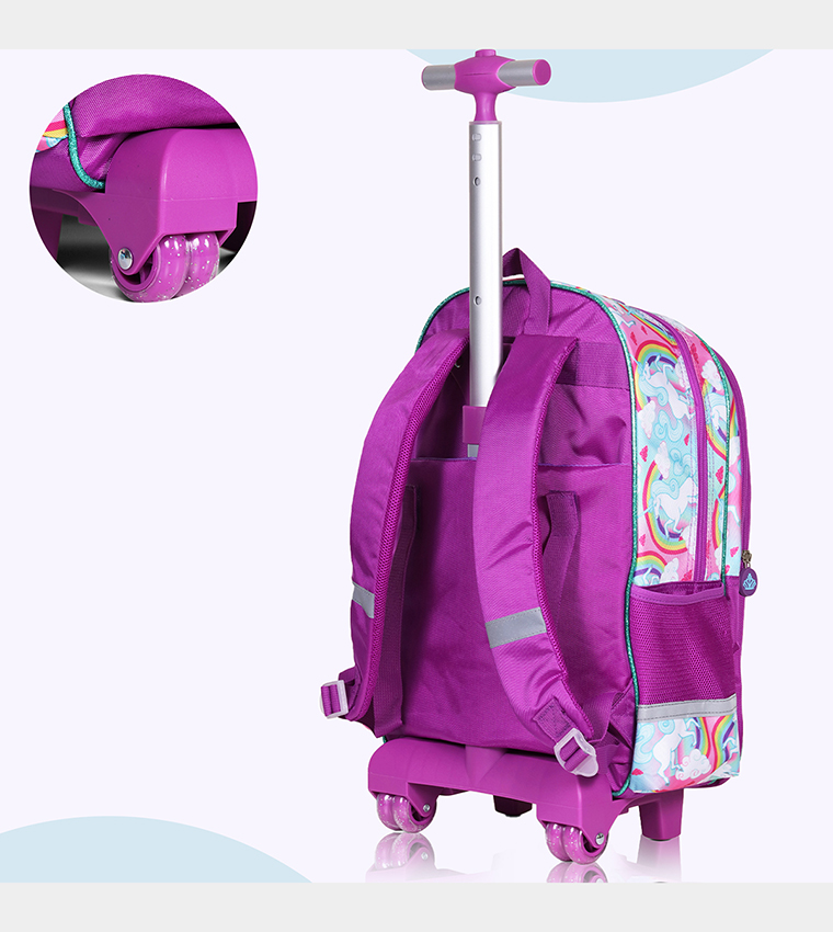 Eazy Kids - Back to School - 18" Set of 4 School Bag Lunch Bag Activity Bag , Pencil Case Unicorn - Pink 