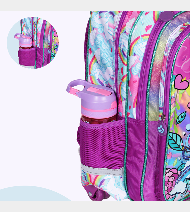 Eazy Kids - Back to School - 18" Set of 4 School Bag Lunch Bag Activity Bag , Pencil Case Unicorn - Pink 