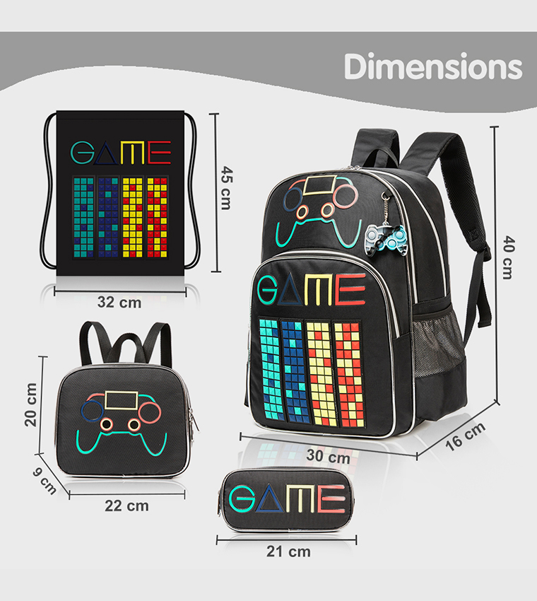 4-Piece Gen Z Gamer Printed 17" Trolley School Bag Set