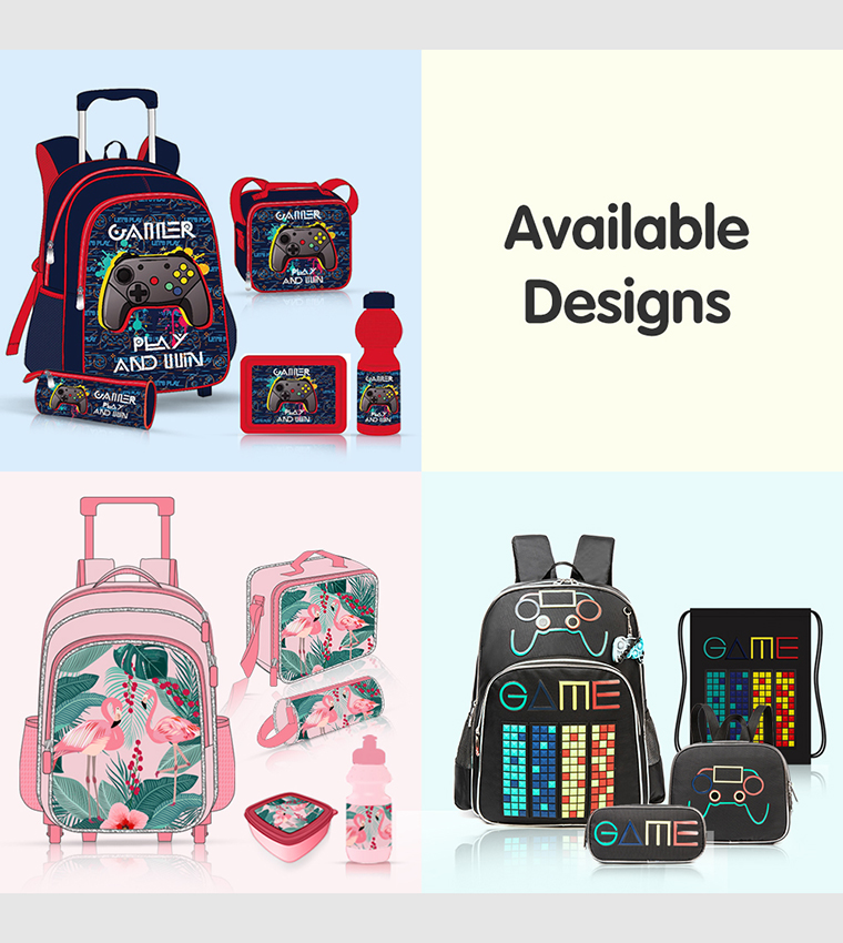 4-Piece Gen Z Gamer Printed 17" Trolley School Bag Set