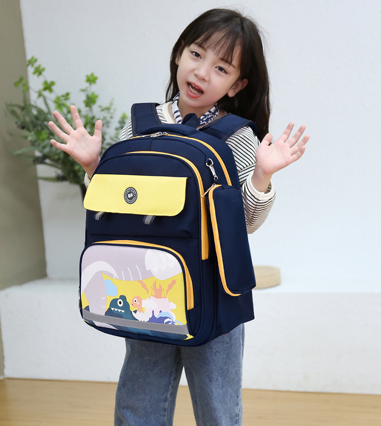 Buy Eazy Kids Dino School Bag With Pencil Case In Blue 6thStreet UAE