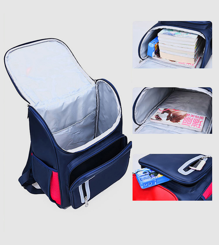 Eazy Kids Ergonomic School Bag-Red Blue