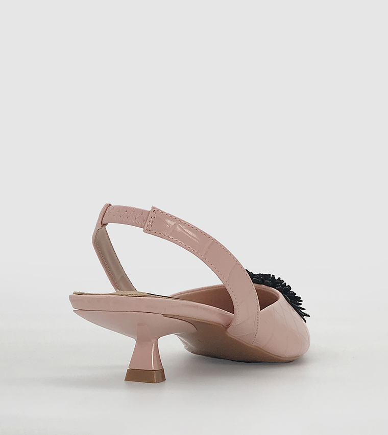 Crystal Kitten Heel Mule Pumps