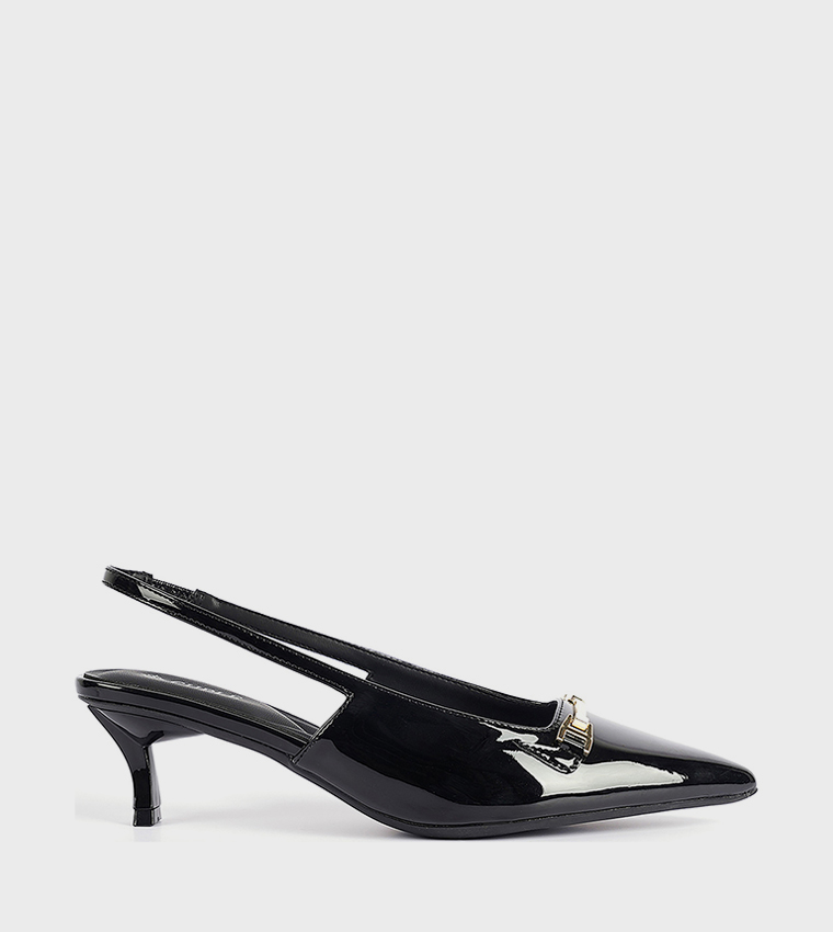 Horsebit Glossy Slingback Pumps
