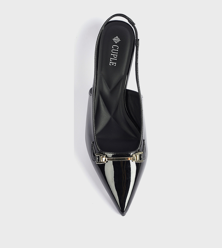 Horsebit Glossy Slingback Pumps