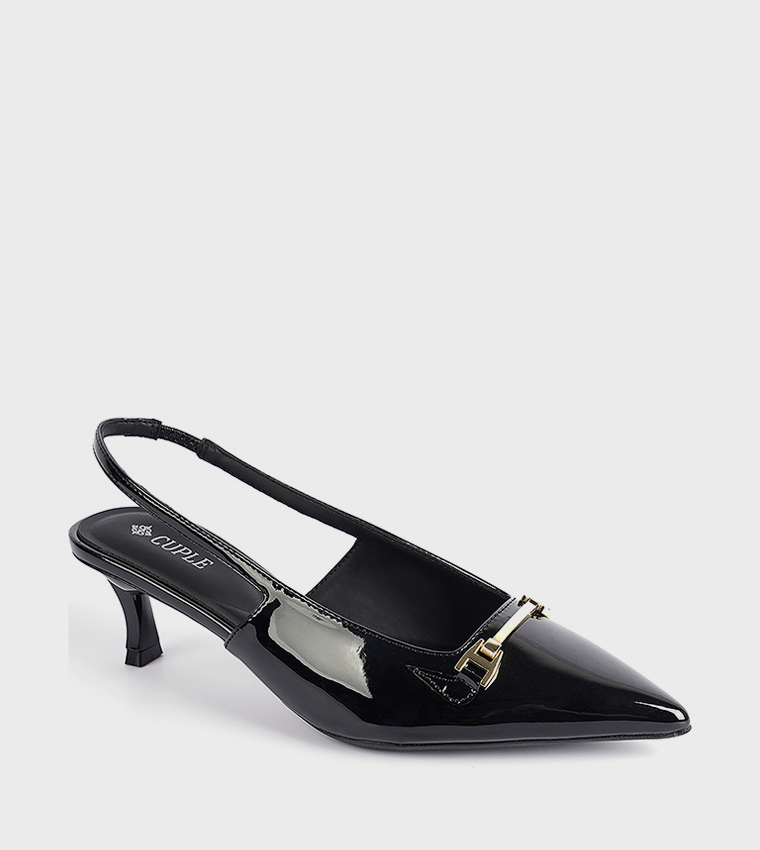 Horsebit Glossy Slingback Pumps