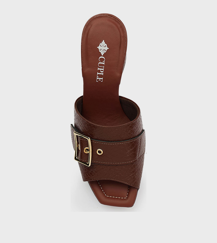 Textured Open-Toe Heeled Sandals