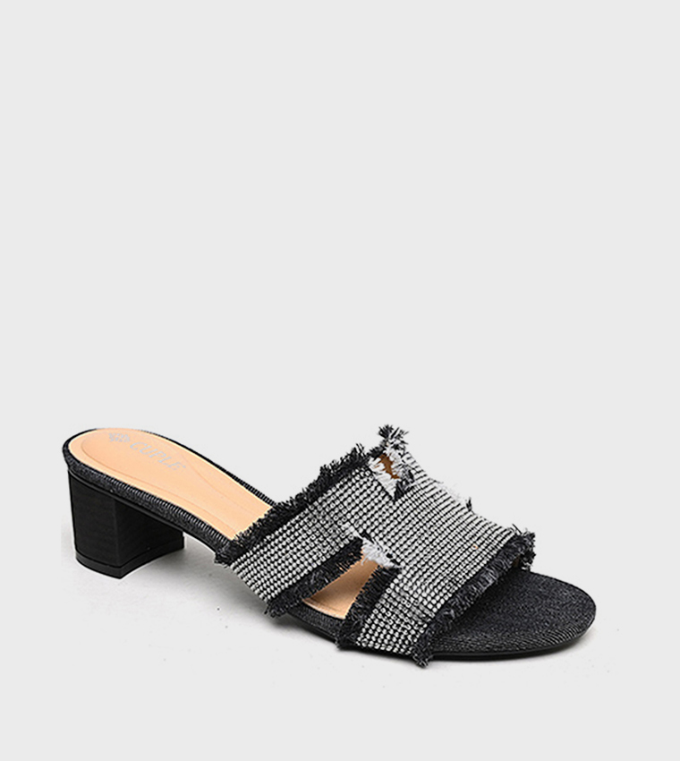 Embellished Cut-Out Heeled Sandals