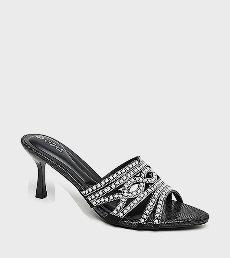 Embellished Open Toe Heeled Sandals