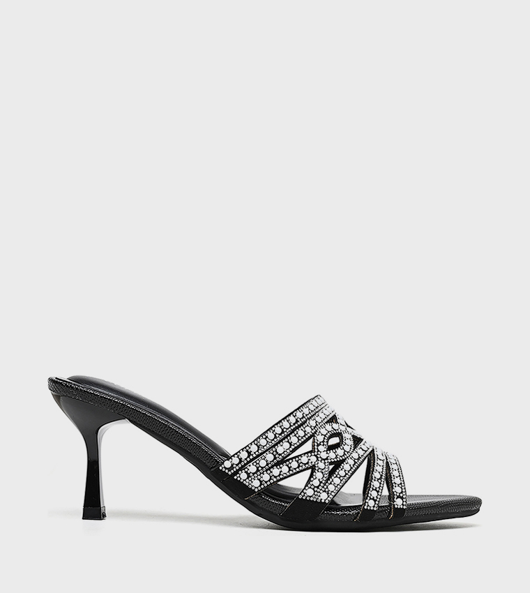 Embellished Open Toe Heeled Sandals