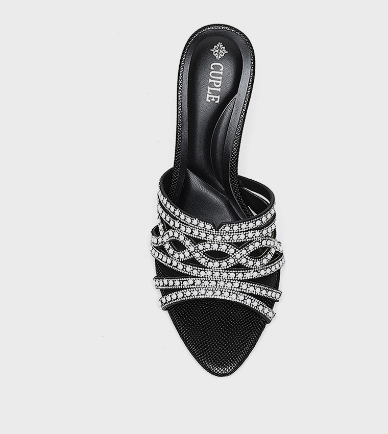 Embellished Open Toe Heeled Sandals