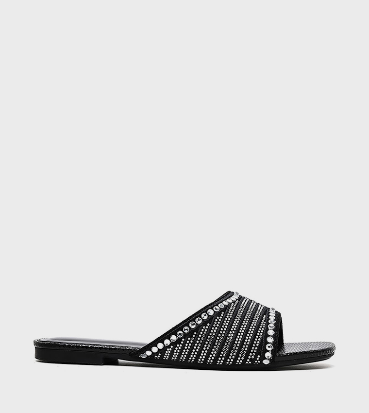 Embellished Open Toe Flat Sandals