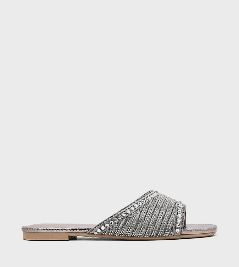 Embellished Open Toe Flat Sandals