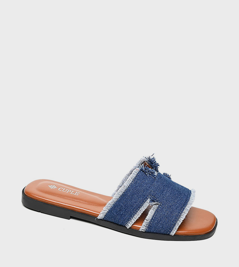 Faded Open Toe Flat Sandals