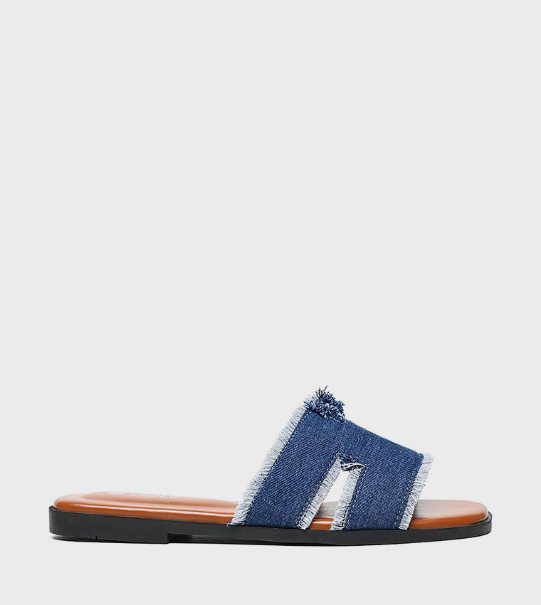 Faded Open Toe Flat Sandals