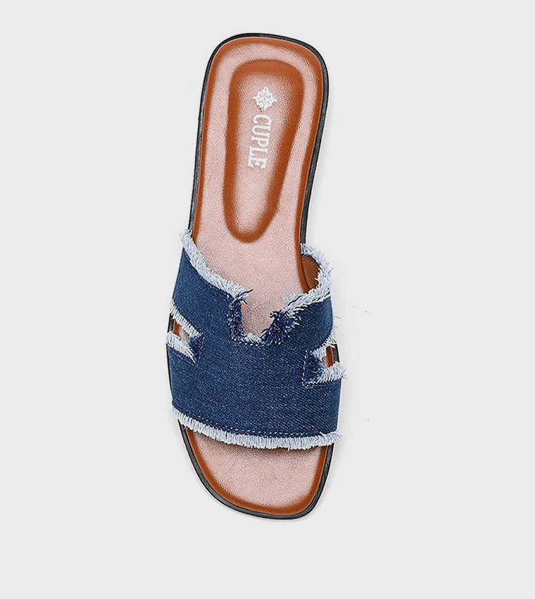 Faded Open Toe Flat Sandals