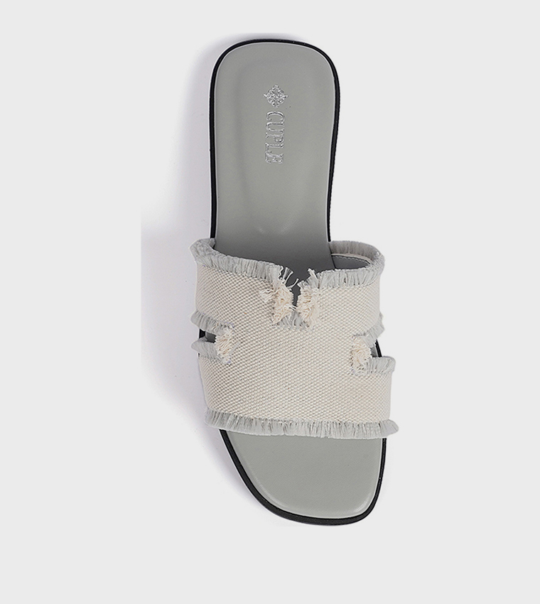 Textured Open Toe Flat Sandals