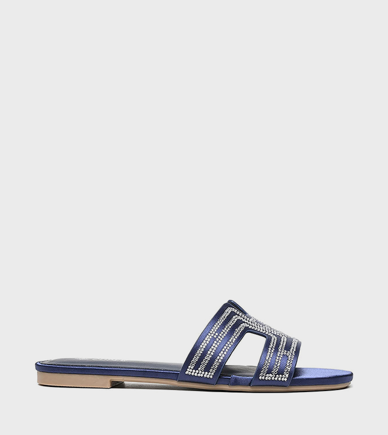Embellished Cut-Out Flat Sandals
