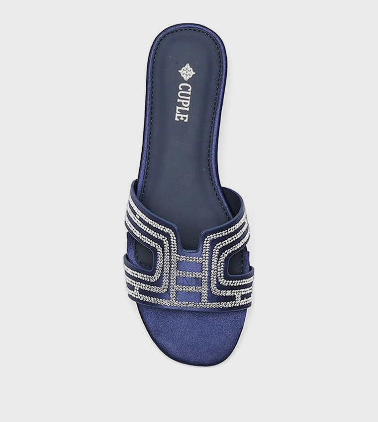 Embellished Cut-Out Flat Sandals