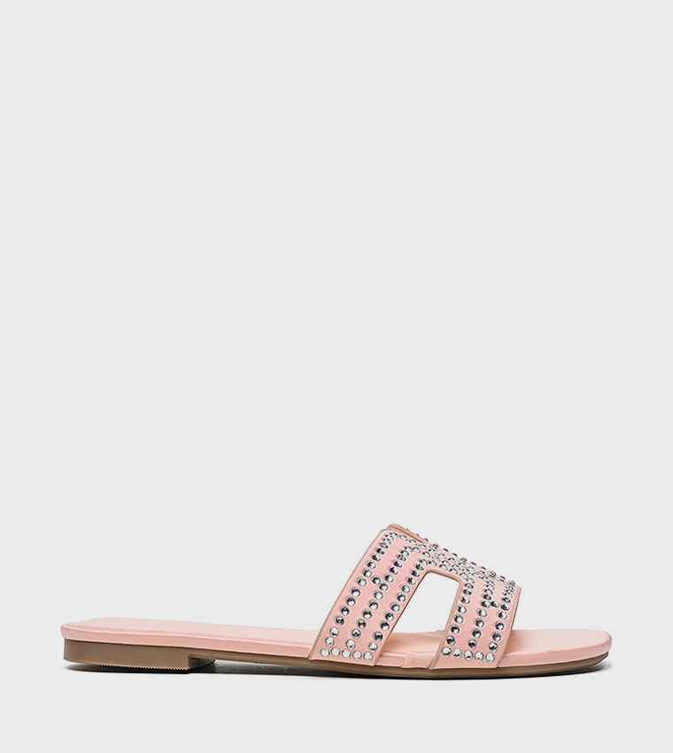 Embellished Cut-Out Flat Sandals