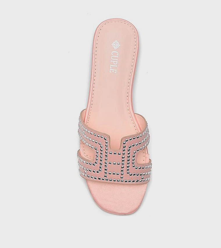 Embellished Cut-Out Flat Sandals