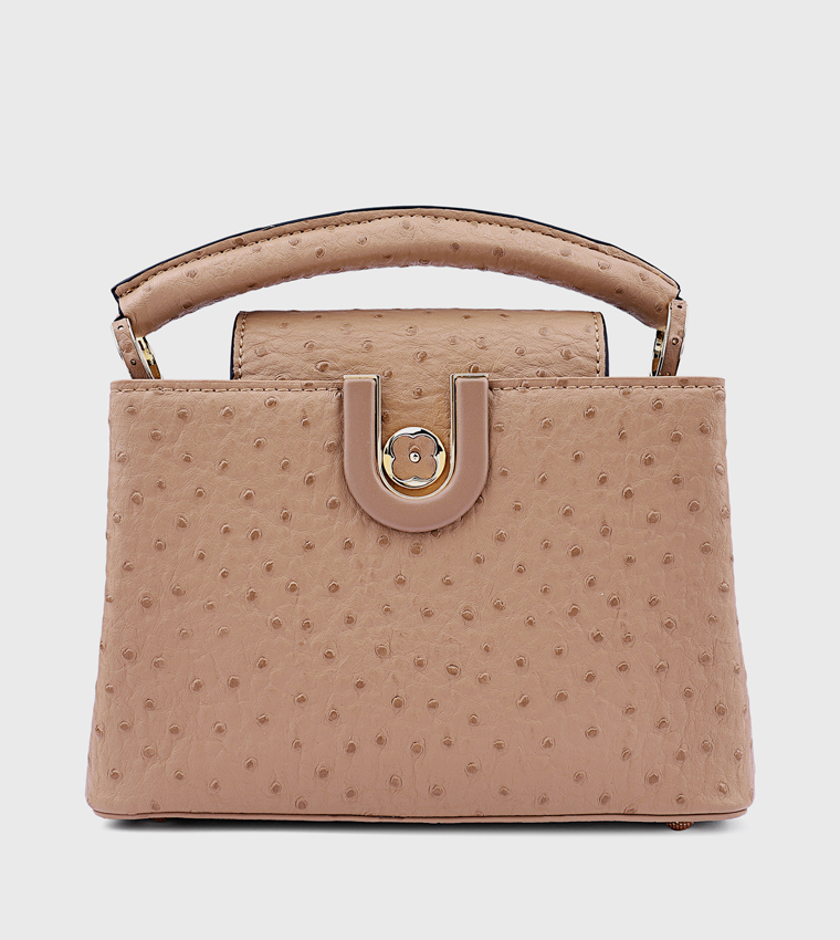 Textured Top Handle Bag with Crossbody Strap