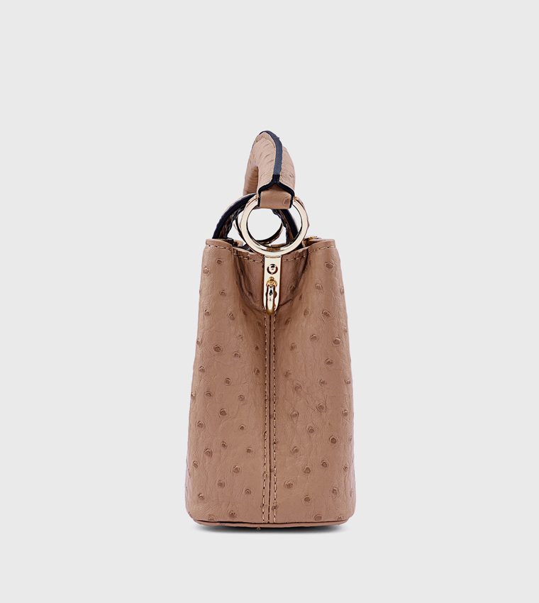 Textured Top Handle Bag with Crossbody Strap