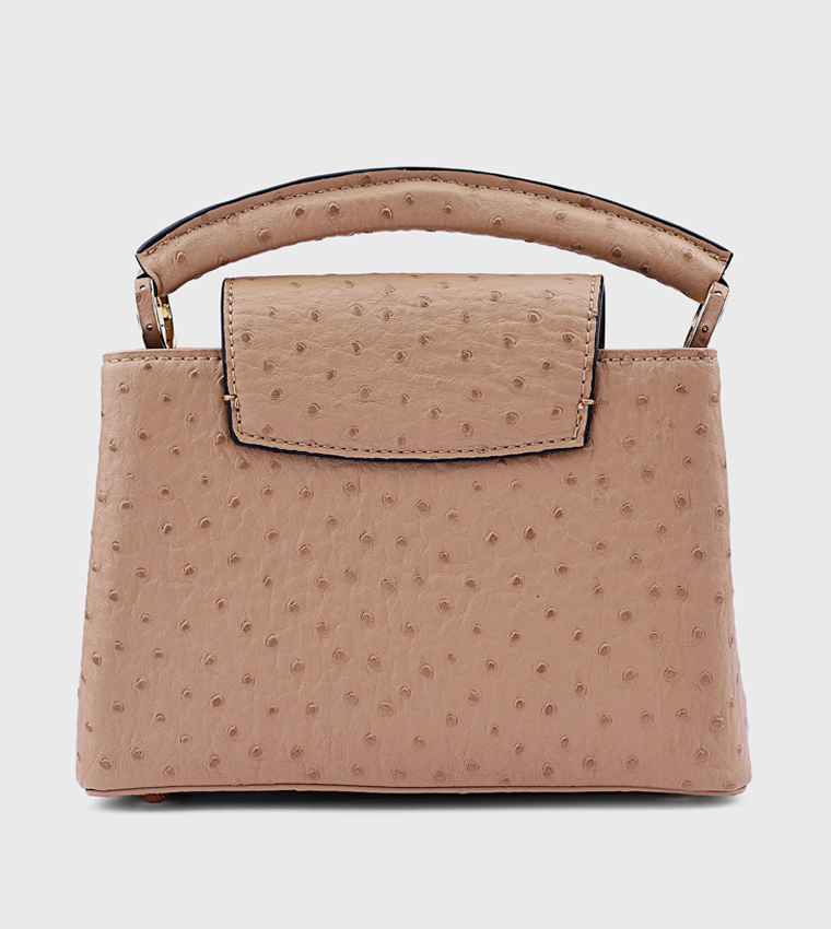 Textured Top Handle Bag with Crossbody Strap