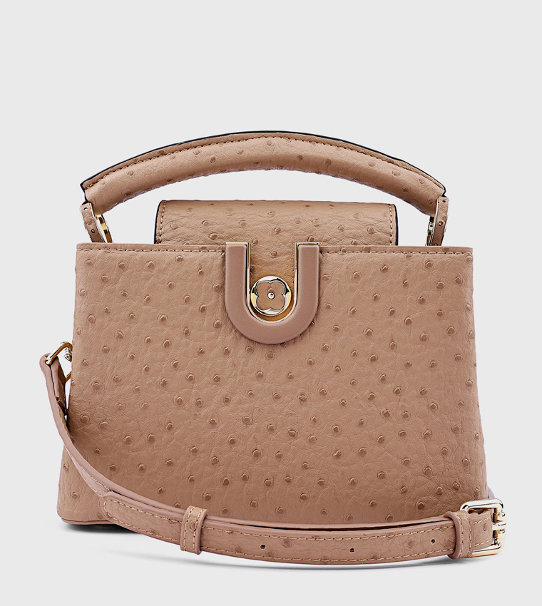 Textured Top Handle Bag with Crossbody Strap
