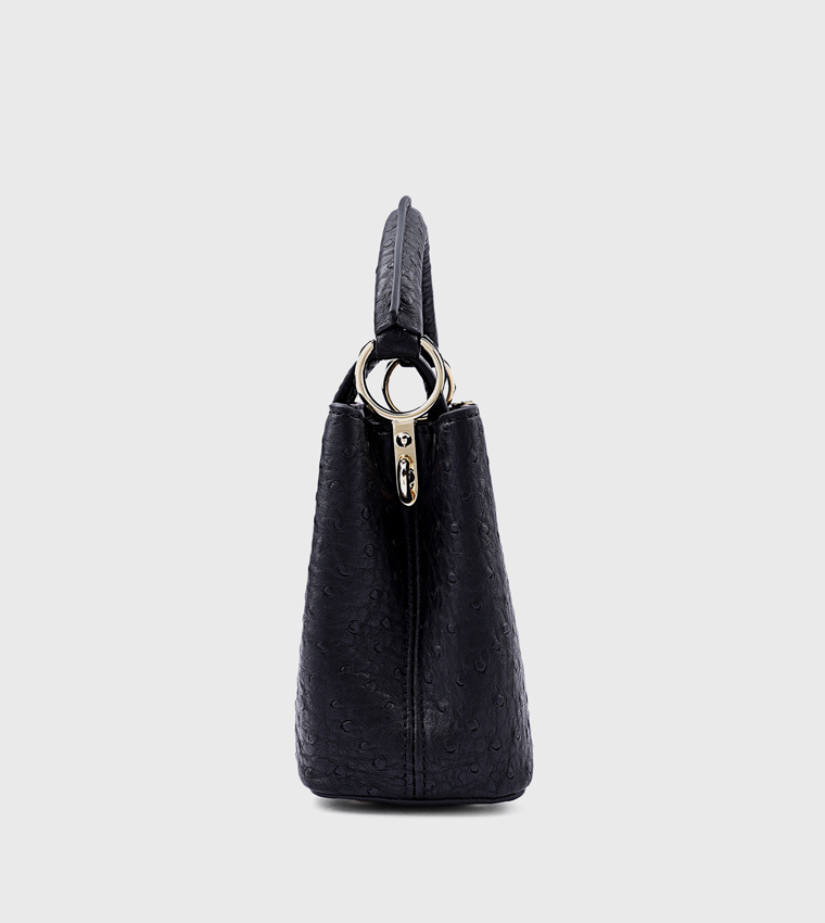 Textured Top Handle Bag with Crossbody Strap