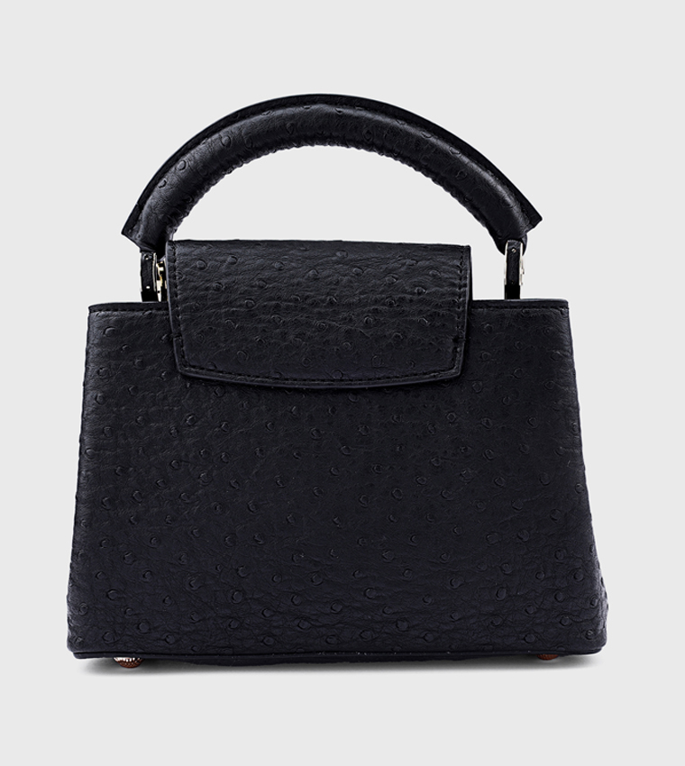 Textured Top Handle Bag with Crossbody Strap