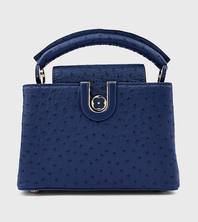 Textured Top Handle Bag with Crossbody Strap