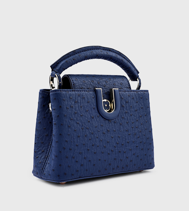 Textured Top Handle Bag with Crossbody Strap