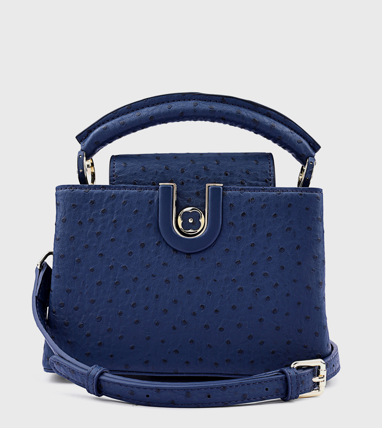 Textured Top Handle Bag with Crossbody Strap