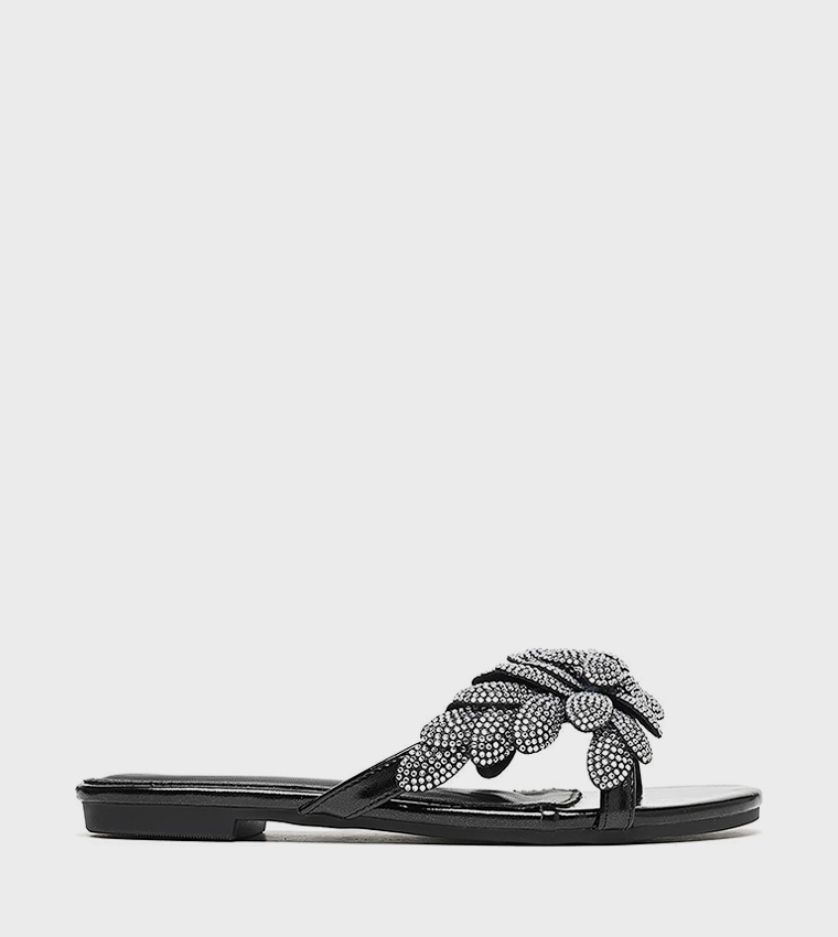 Embellished Open Toe Flat Sandals