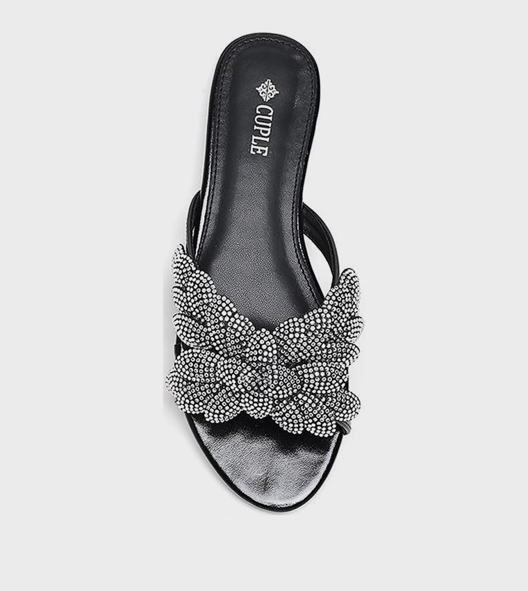 Embellished Open Toe Flat Sandals