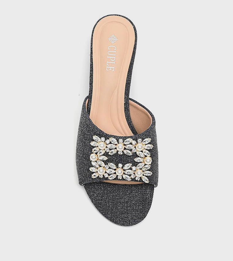 Embellished Open Toe Heeled Sandals