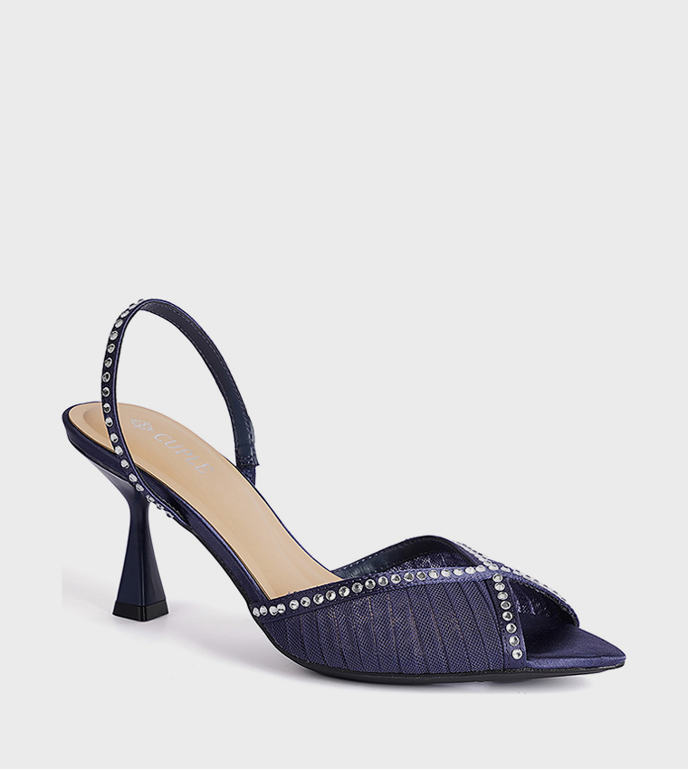Embellished Peep Toe Heeled Sandals
