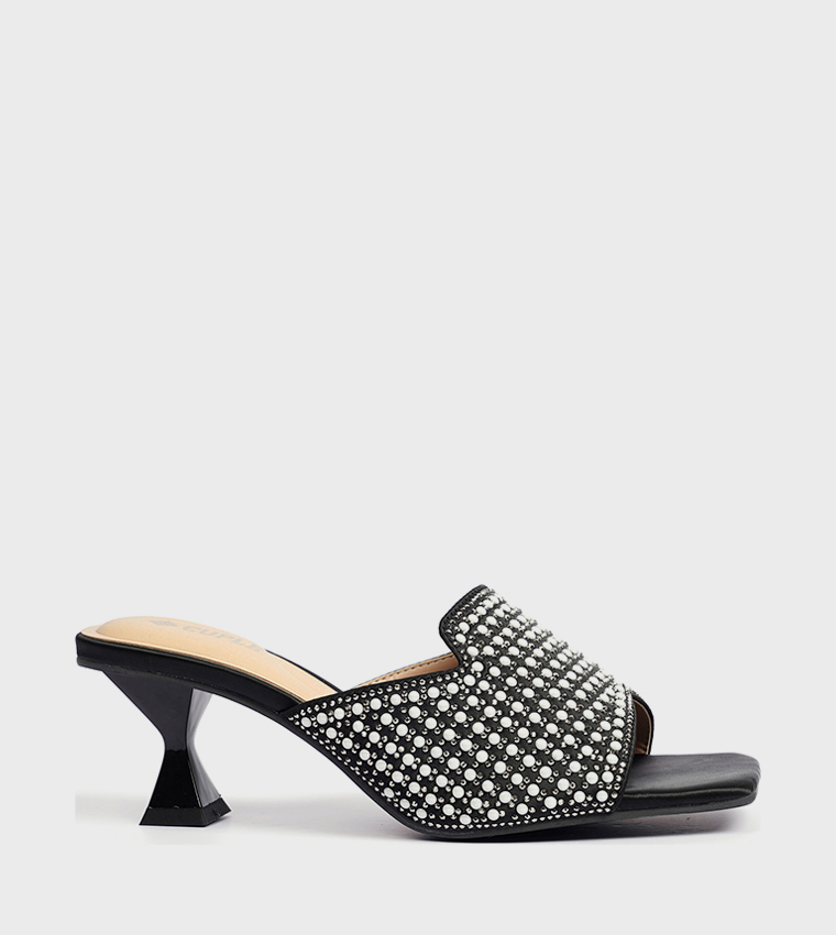 Embellished Open Toe Heeled Sandals