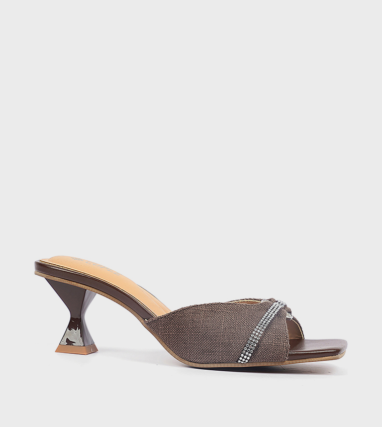 Embellished Open Toe Heeled Sandals